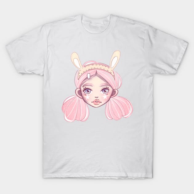 Pink Bunny Girl T-Shirt by Alina.soul.notes